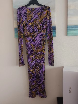 Vestido Versace Morado y Dorado Talla 40
