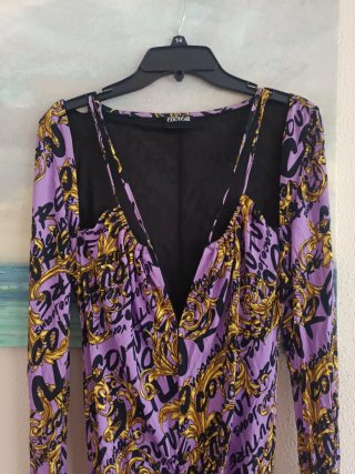 Vestido Versace Morado y Dorado Talla 40
