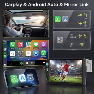 Radio Coche 1 DIN Pantalla 7" CarPlay/Android Auto