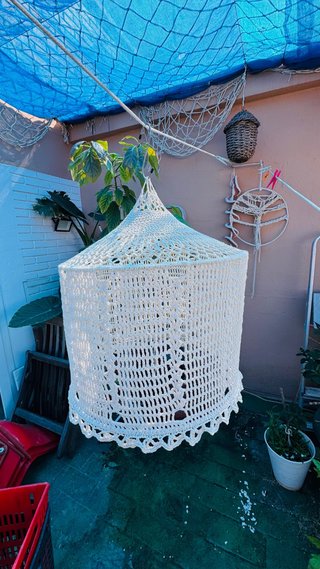 Lámpara crochet hilo colgante