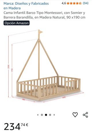 Cama Montessori Barco 90x190cm