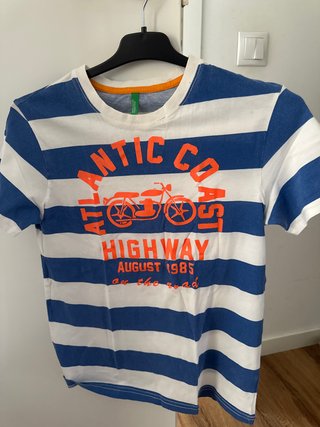 Camiseta niño 10-11 años rayas azul y blanca