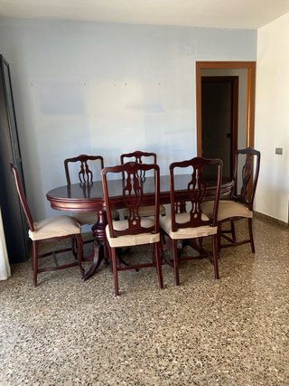 Conjunto mesa comedor y 6 sillas madera