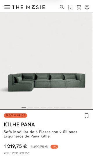Sofá modular 4 plazas + chaise longue