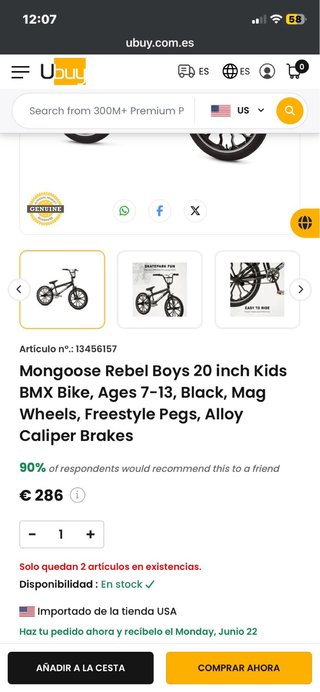 Bicicleta Mongoose Rebel 20