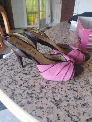 Zapatos Alma en Pena tacón rosa y marrón
