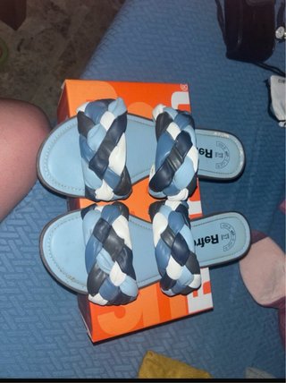 Sandalias Verano Talla 37 Azul y Blanco