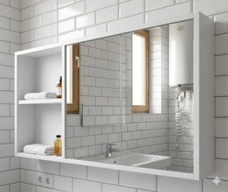 Mueble de baño blanco con espejo