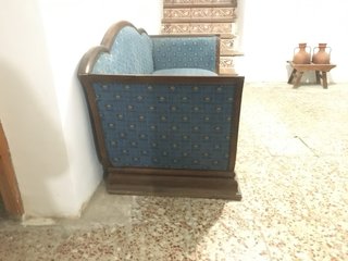 ¡¡REGALO!! Sofá  antiguo tapizado azul y madera