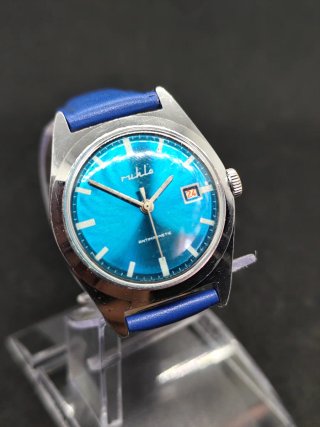 Reloj Vintage Ruhla Azul Turquesa RDA mecánico