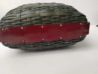 Bolso Cesta Vintage Piel Burdeos