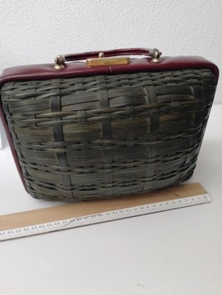Bolso Cesta Vintage Piel Burdeos