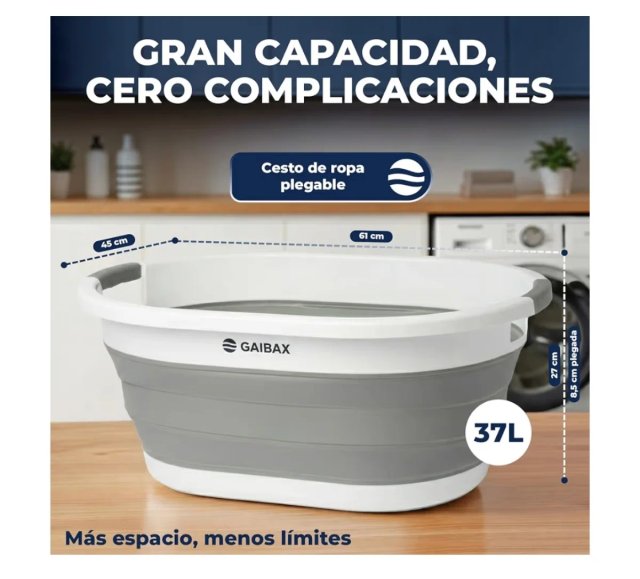 Cesto Ropa Plegable GAIBAX Gris/Blanco