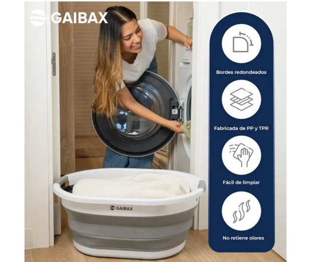 Cesto Ropa Plegable GAIBAX Gris/Blanco