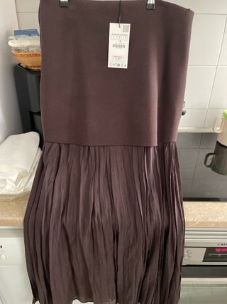 Falda larga marrón talla L