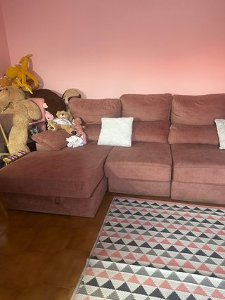 Sofá chaise longue rosa tela