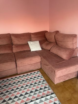 Sofá chaise longue rosa tela