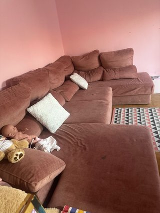 Sofá chaise longue rosa tela