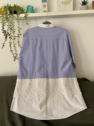 Blusa Zara Rayas Encaje Talla L