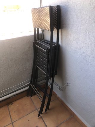 2 Taburetes Altos Plegables Marrón Oscuro Ratán