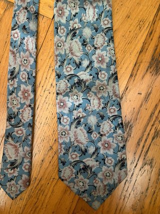 Corbata Richel Seda Floral Azul Rosa Vintage