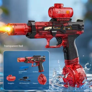 Pack 2 Pistolas Agua Rojas Transparentes