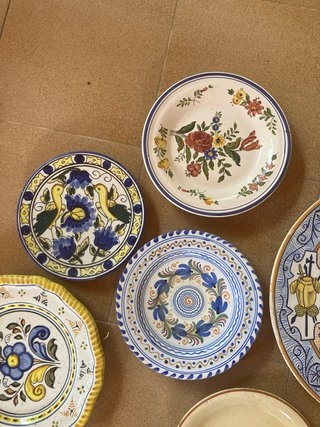 Lote 6 Platos Cerámica Antiguos Decorados