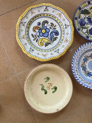 Lote 6 Platos Cerámica Antiguos Decorados