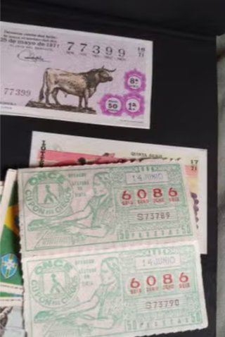 Billetes Lotería Nacional y ONCE Antiguos