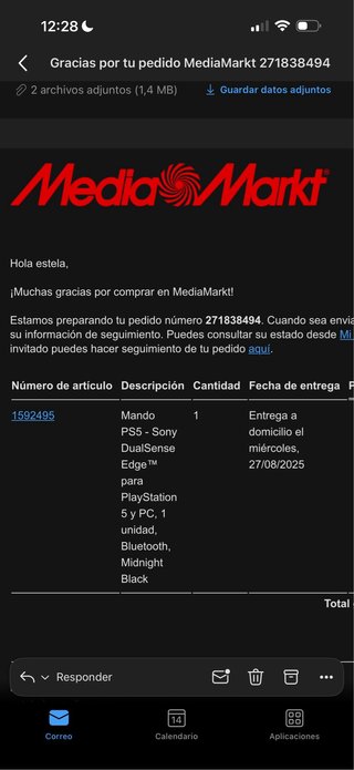 Mando Dualsense Edge Negro Sony