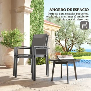 Juego 2 Sillas Jardín Exterior Apilables