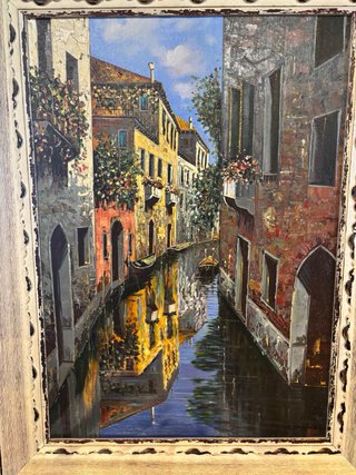 Cuadro Venecia Canal Pintura Marco