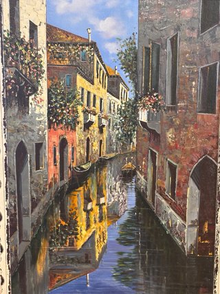 Cuadro Venecia Canal Pintura Marco