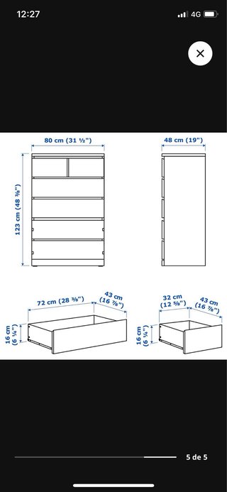 Cómoda Malm Ikea Blanca