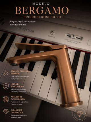 Grifo de latón para lavabo ROSE GOLD