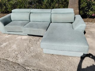 Sofá chaise longue tela azul