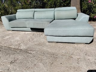 Sofá chaise longue tela azul