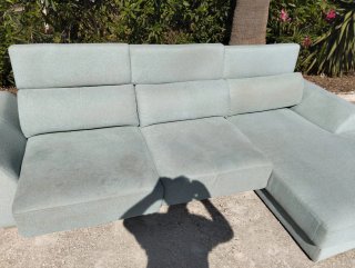 Sofá chaise longue tela azul