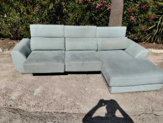 Sofá chaise longue tela azul