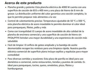 Plancha Eléctrica VEVOR 4000W Acero Inox 655x400mm