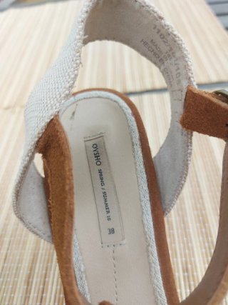 Sandalias Oysho Piel Esparto Talla 38