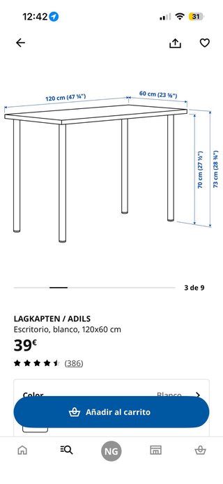 Mesa escritorio Ikea blanca