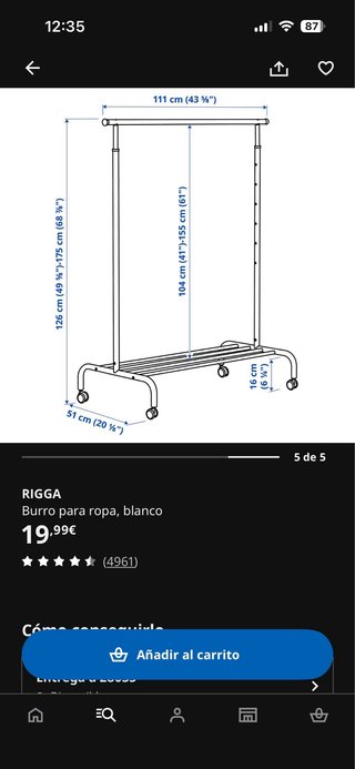 Burro para ropa Rigga ikea