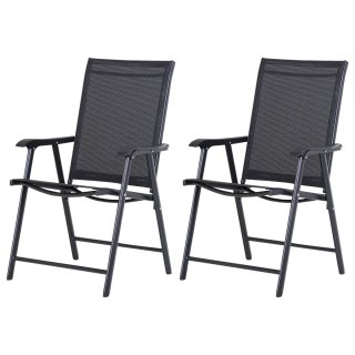 2 Sillas Plegables Exterior Negro/Gris