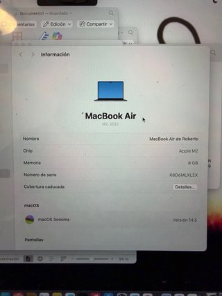 MacBook Air 2022 Plata/Gris Espacial