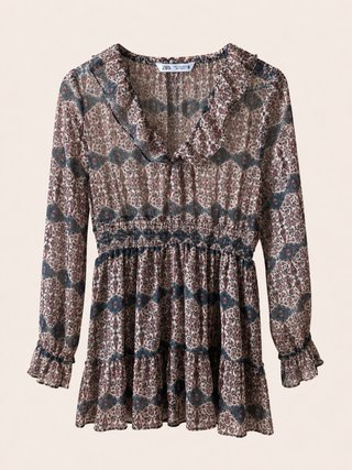 Vestido Zara Estampado Volantes Talla M
