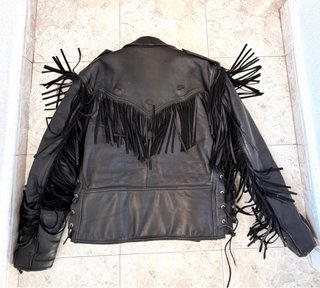 Chaqueta de cuero Motocross vintage con flecos