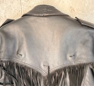 Chaqueta de cuero Motocross vintage con flecos