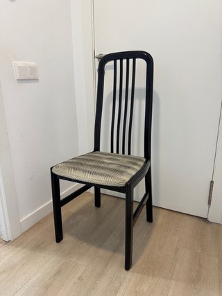 4 Sillas Comedor Madera y Tela