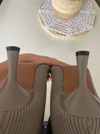 Botines de punto beige/gris